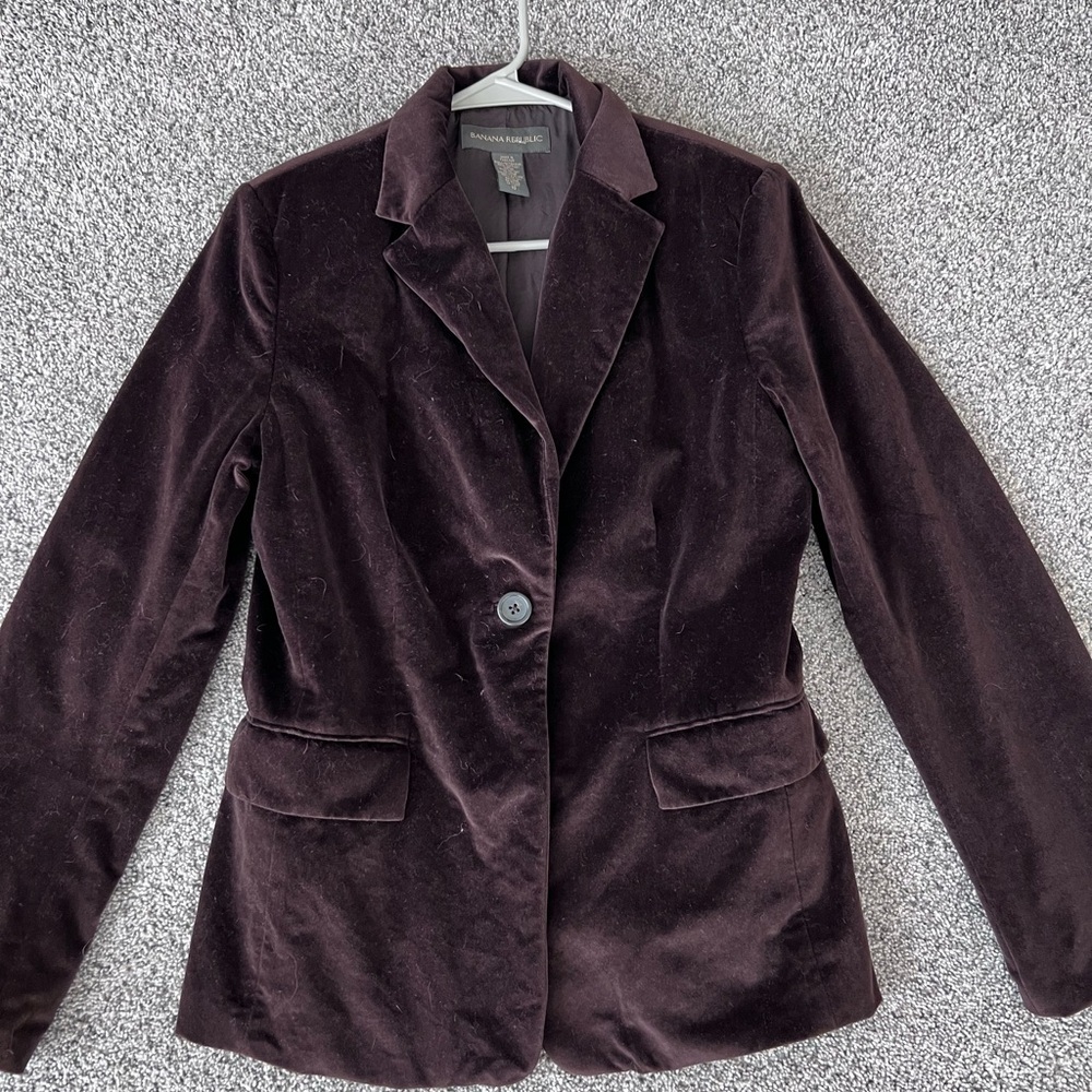 Banana Republic Women’s Chocolate Brown Velvet Single Button Blazer Size 10